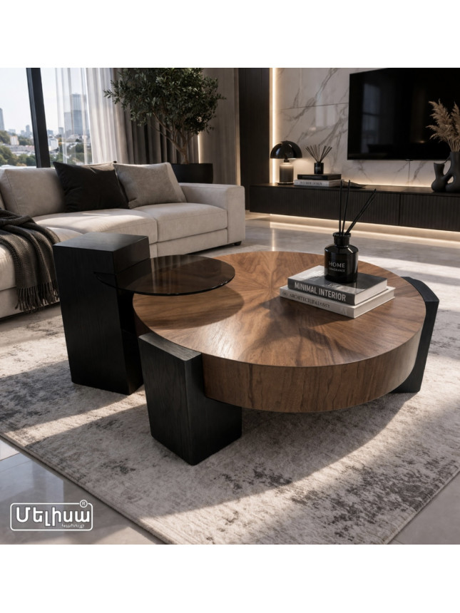 Սուրճի սեղան՝ կլոր շպոն