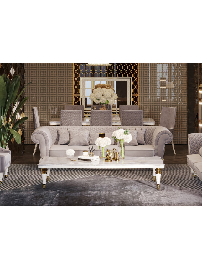 Սուրճի սեղան Պրադո ոսկի+սպիտակ